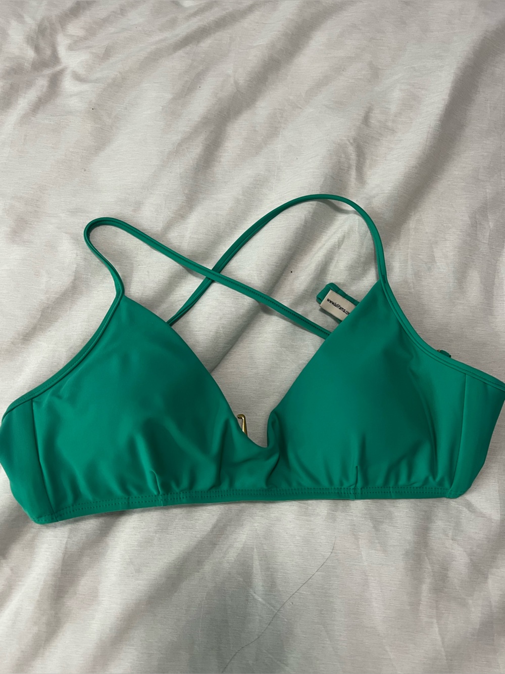 Luli fama medium Green Crossback Bikini Top